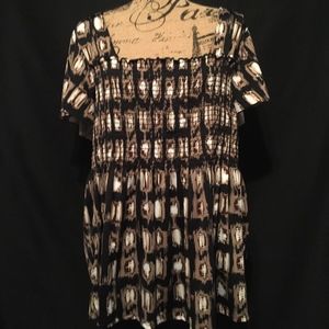 Brown and Black Patterned Blouse